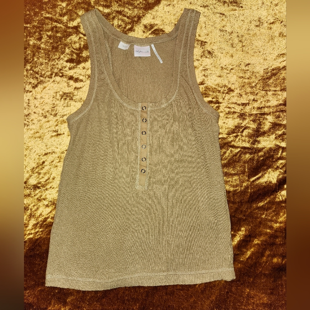 Urban Outfitters Tan Olive Rib Knit Tank Top